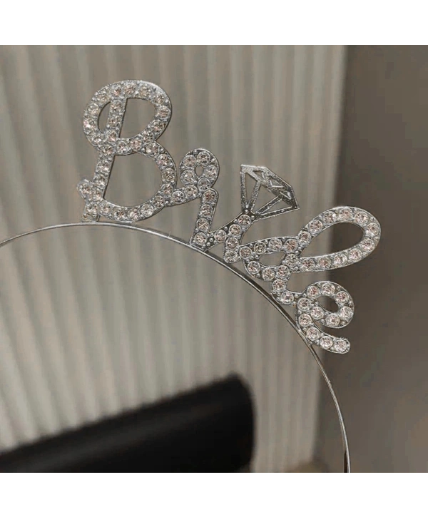 Gümüş Renkli Taşlı “bride” Gelin Tacı – El Yazısı Yazı Tipiyle