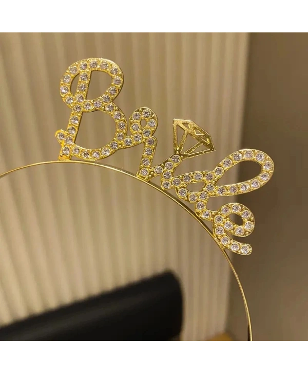 Altın Renkli Taşlı “bride” Gelin Tacı – El Yazısı Yazı Tipiyle