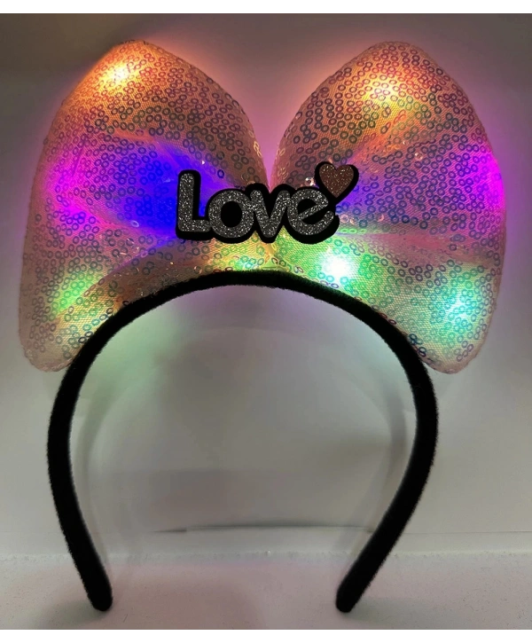 Led Işıklı Love Yazılı Pembe Fiyonk Taç – Kız Çocuk Parti Tacı