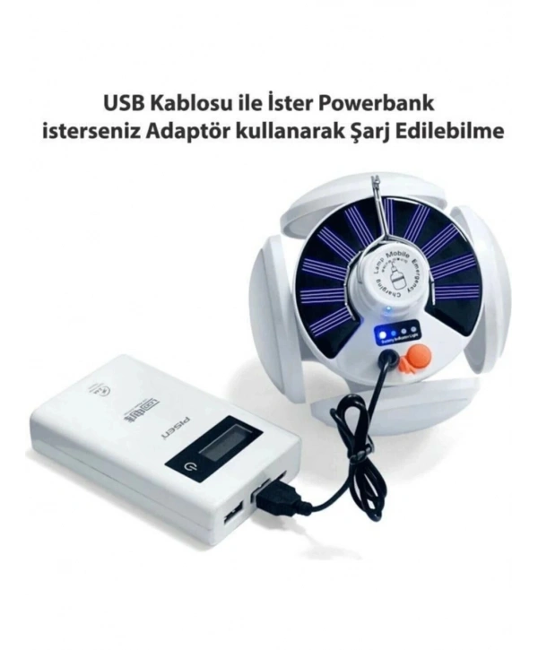 P-038 Solar Güneş Enerji Ve Usb Sarjli 5 Kanatlı
