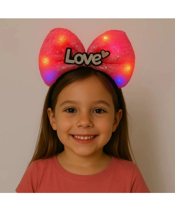 Led Işıklı Love Yazılı Fuşya Fiyonk Taç – Kız Çocuk Parti Tacı