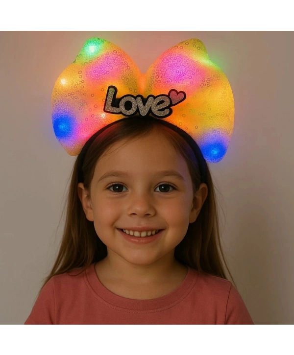 Led Işıklı Love Yazılı Sarı Fiyonk Taç – Kız Çocuk Parti Tacı