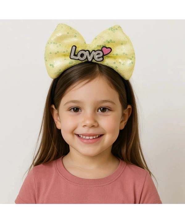 Led Işıklı Love Yazılı Sarı Fiyonk Taç – Kız Çocuk Parti Tacı