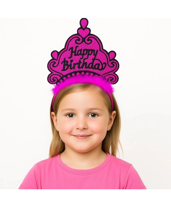 Fuşya Happy Birthday Prenses Tacı – Doğum Günü Taç Aksesuarı
