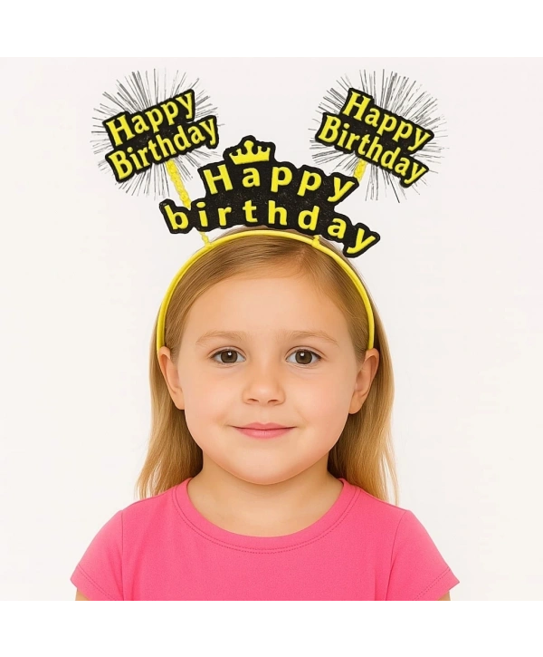 Doğum Günü Kutlaması İçin Sarı Taç – Işıltılı Yazılı Parti Tacı