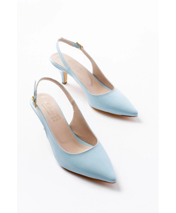 ST-1152 Bebe Mavi Rugan Günlük 7 cm Topuklu Kadın Ayakkabı