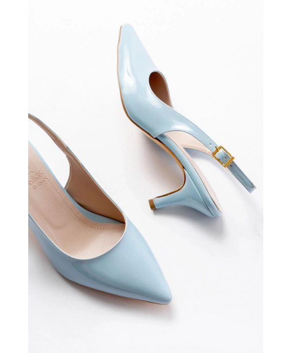 ST-1152 Bebe Mavi Rugan Günlük 7 cm Topuklu Kadın Ayakkabı