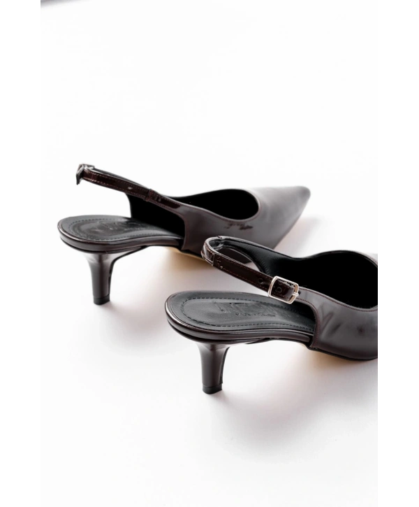 ST-1152 Kahve Rugan Günlük 7 cm Topuklu Kadın Ayakkabı