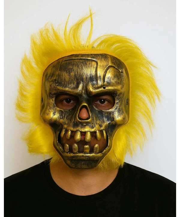Wild Skull - Bakır Kafatası Sarı Saçlı İskelet Maske