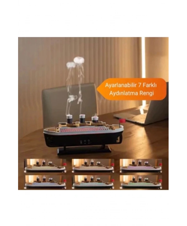 Titanic Gemi Hava Nemlendirici Işıklı Fonksiyonlu Buhar Makinesi Kumandalı