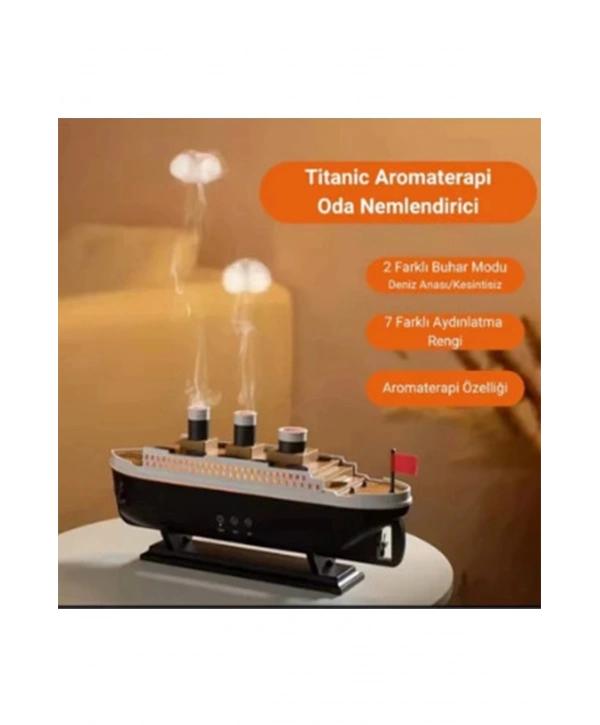 Titanic Gemi Hava Nemlendirici Işıklı Fonksiyonlu Buhar Makinesi Kumandalı
