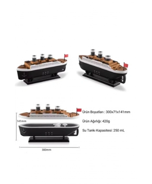 Titanic Gemi Hava Nemlendirici Işıklı Fonksiyonlu Buhar Makinesi Kumandalı