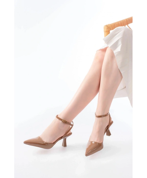 ST-004 Vizon Rugan Günlük 7 cm Topuklu Bayan Ayakkabı