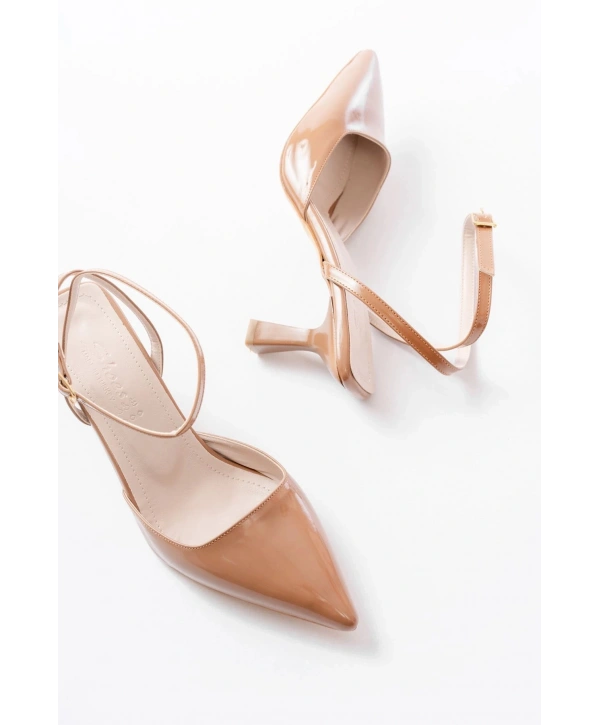 ST-004 Vizon Rugan Günlük 7 cm Topuklu Bayan Ayakkabı