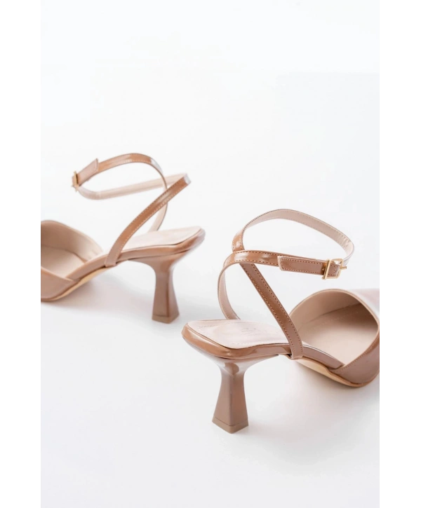 ST-004 Vizon Rugan Günlük 7 cm Topuklu Bayan Ayakkabı