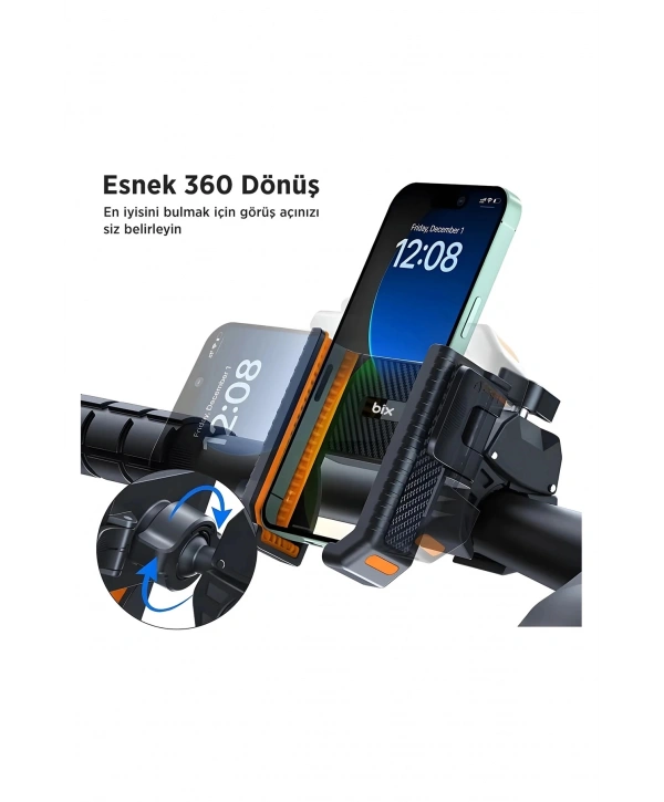Gidon Bağlantılı Bisiklet Motosiklet İçin Esnek Abs 4-7.8″ İnç Telefon Tutucu 360° Dönebilen Tasarım