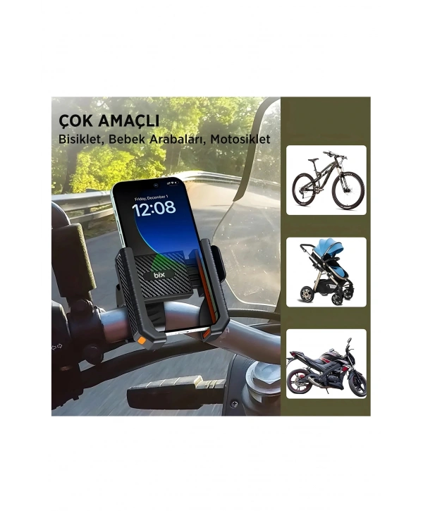 Gidon Bağlantılı Bisiklet Motosiklet İçin Esnek Abs 4-7.8″ İnç Telefon Tutucu 360° Dönebilen Tasarım