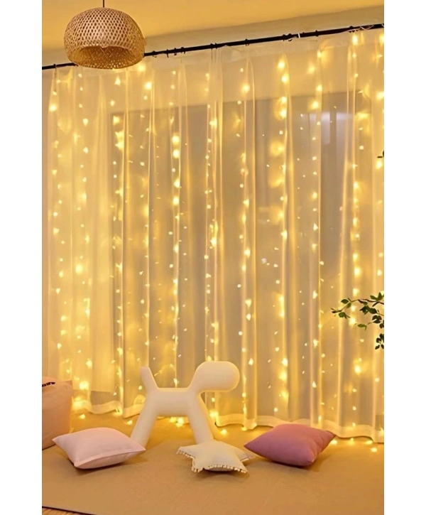 Lw-7 300 Ledli 10 Sarkıt Perde Led Işık, 8 Modlu Uzaktan Kumandalı, 3x3 Metre Peri Telli Led