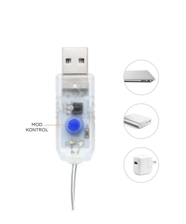 Lw-7 300 Ledli 10 Sarkıt Perde Led Işık, 8 Modlu Uzaktan Kumandalı, 3x3 Metre Peri Telli Led