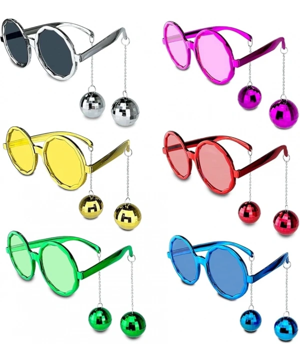 Sallanan Disko Top Küpeli Gözlük Retro Hawaii 5 Renk 6 Adet