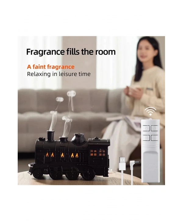 Tren Şeklinde Buharlı Oda Hava Nemlendirici Işık Buhar Makinesi Kumandalı