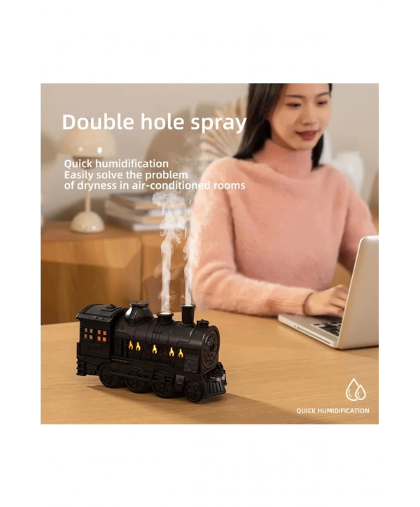 Tren Şeklinde Buharlı Oda Hava Nemlendirici Işık Buhar Makinesi Kumandalı