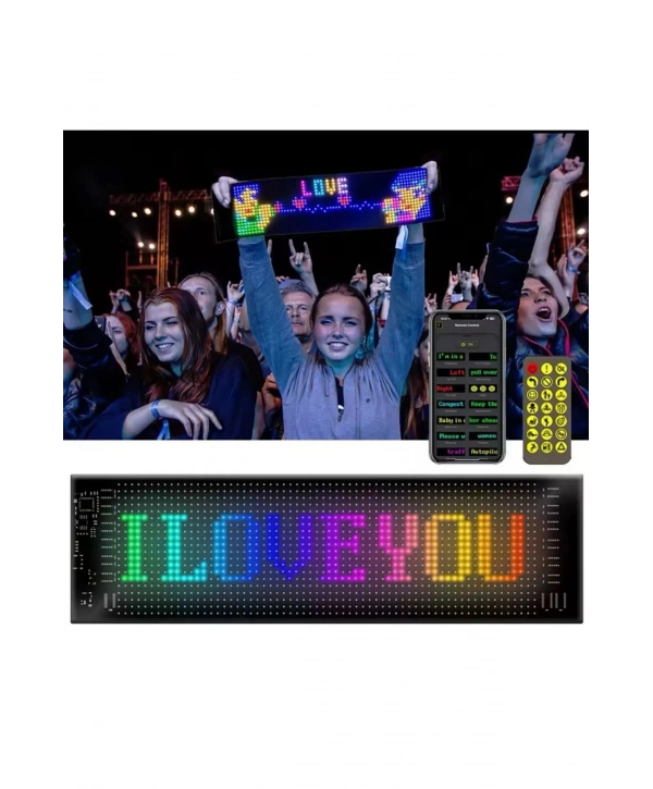 Led Panel Cama Yapışan Telefon Kontrollü Led Ekran Panel 16*64 Led Sayısı