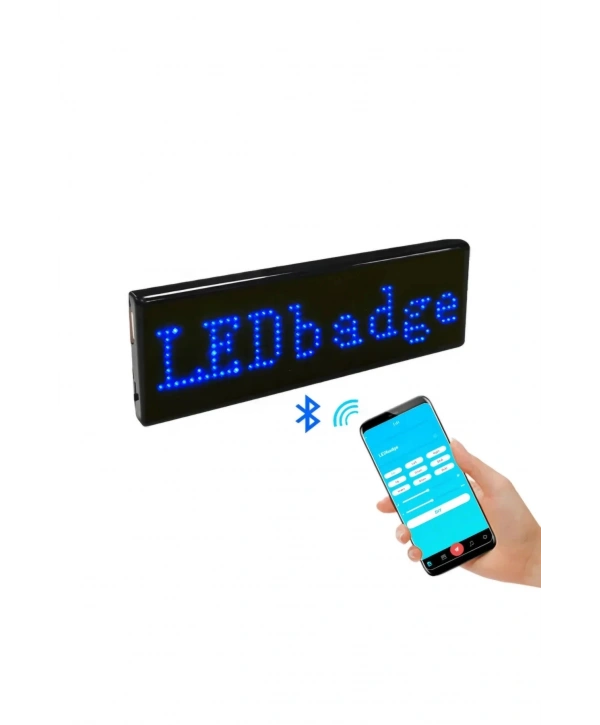 Matrix Kayan Led Yaka Rozeti Mobil Kontrollü Dijital Etiket 9×3cm