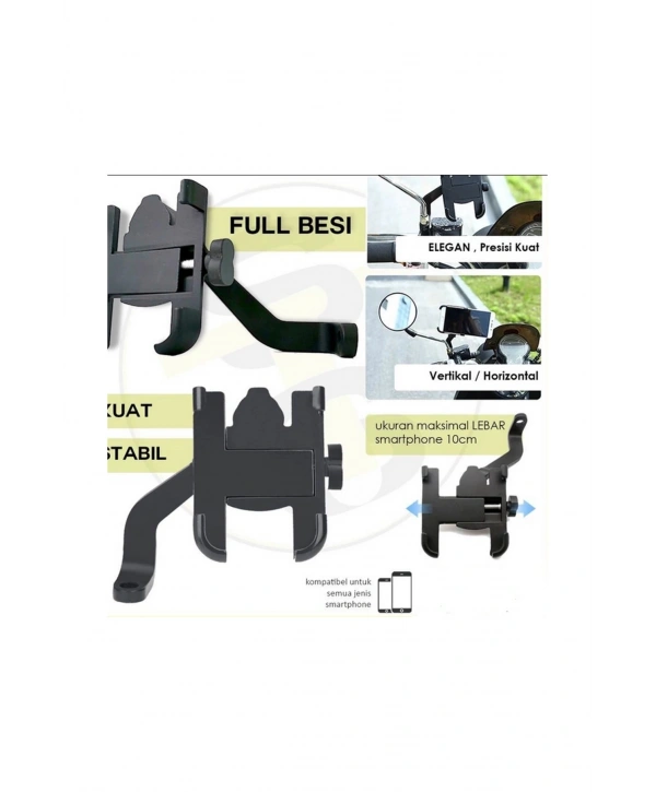 Alüminyum Gövdeli Metal Ayna Bağlantılı Motosiklet Telefon Tutucu 7 İnç Xl