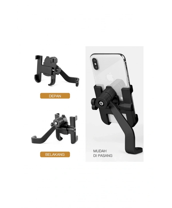 Alüminyum Gövdeli Metal Ayna Bağlantılı Motosiklet Telefon Tutucu 7 İnç Xl