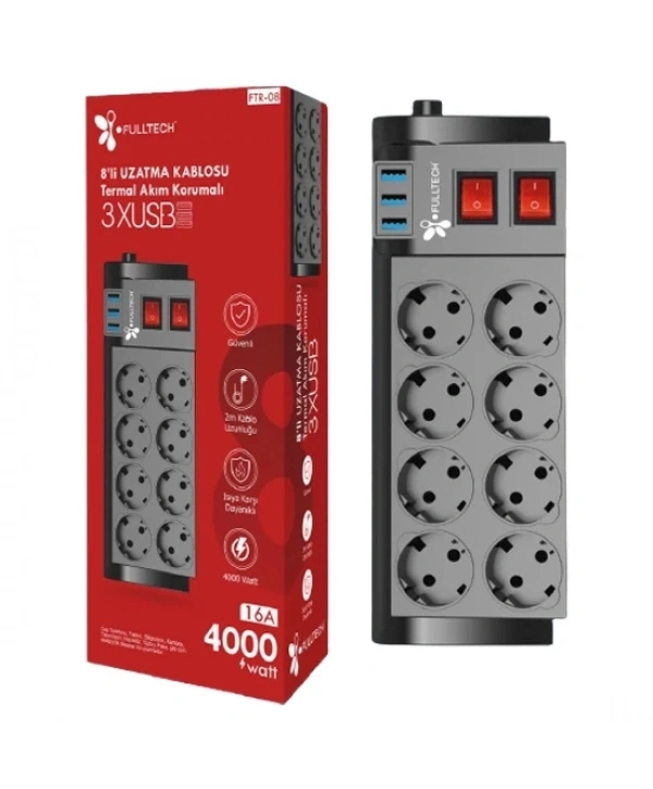 Ftr-08 8’li Termal Akım Korumalı Priz