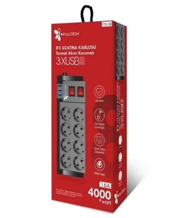 Ftr-08 8’li Termal Akım Korumalı Priz