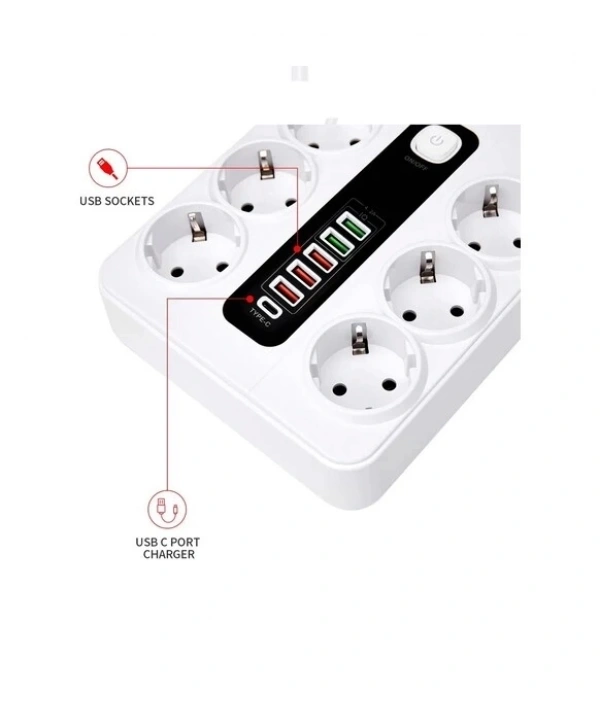 Hp-h04 3000w 10amper 6’lı 2metre Uzatma Kablolu Çoklu Termal Akım Priz