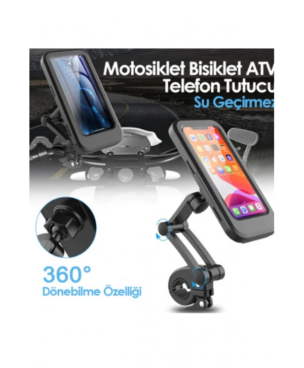 Gidon Bağlantılı Su Geçirmez Mıknatıslı Motorsiklet Telefon Tutucu