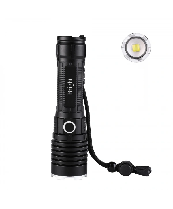 Bright Ght-5761 Xp90 Led 3 Mod Zoomlu Yağmur Suyu Geçirmez Şarjlı El Feneri 26650 Pilli