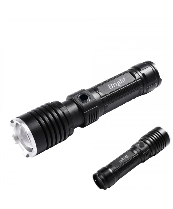 Bright Ght-5761 Xp90 Led 3 Mod Zoomlu Yağmur Suyu Geçirmez Şarjlı El Feneri 26650 Pilli