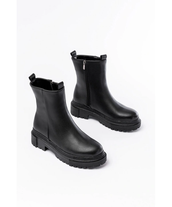 812-2012 Siyah Fermuarlı Günlük Kadın Bot
