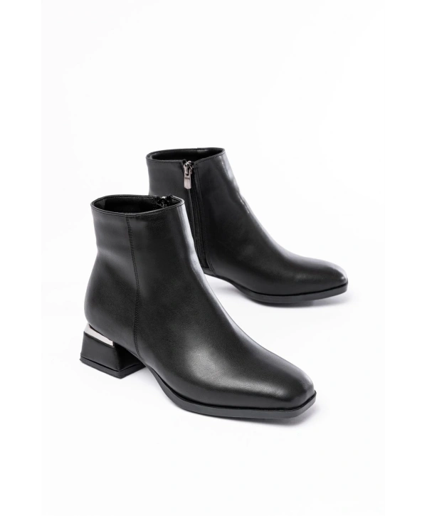 RM-500 Siyah Topuklu Fermuarlı Günlük Kadın Bot