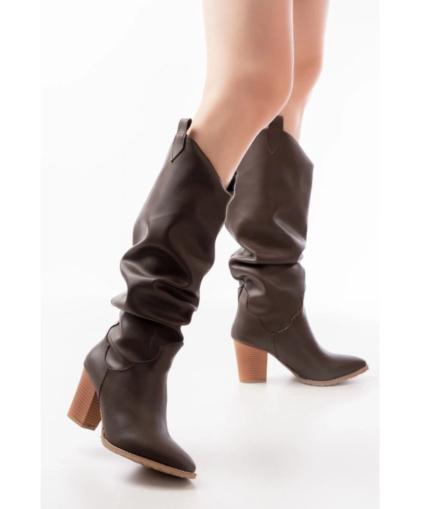 LS-1884 Kahverengi Günlük Kadın Çizme