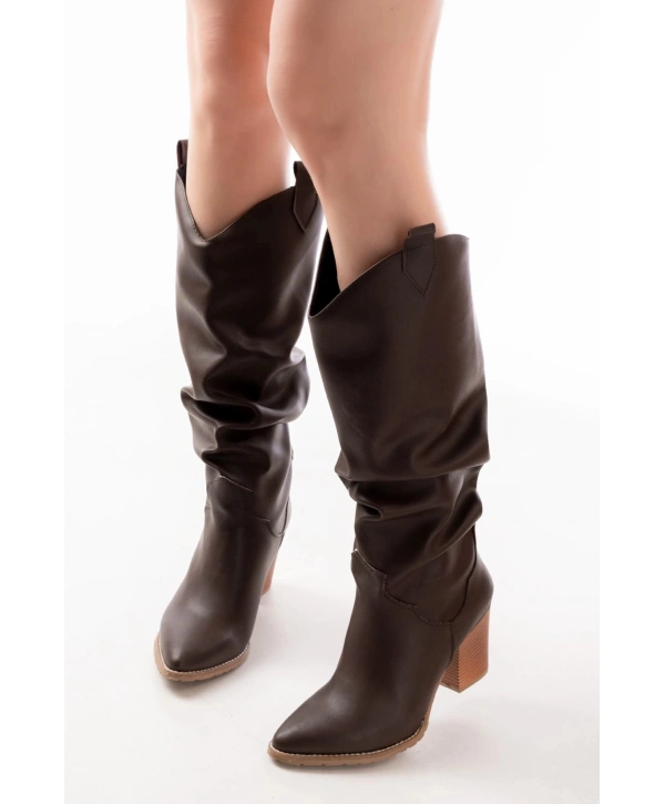 LS-1884 Kahverengi Günlük Kadın Çizme