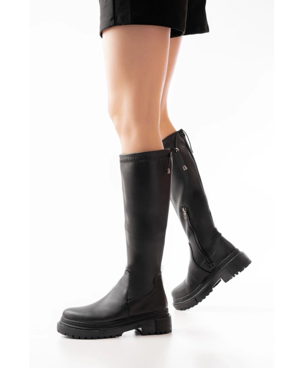812-2291 Siyah Fermuarlı Günlük Kadın Çizme
