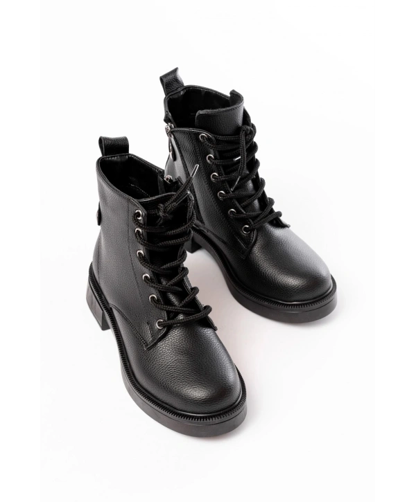 02-2003 Siyah Galata Bağcıklı Fermuarlı Günlük Kadın Bot