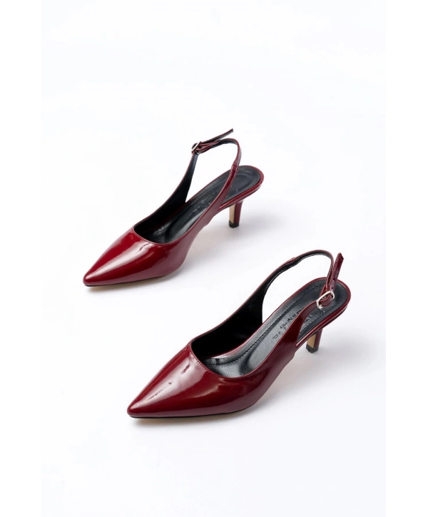 ST-1152 Bordo Rugan Günlük 7 cm Topuklu Kadın Ayakkabı