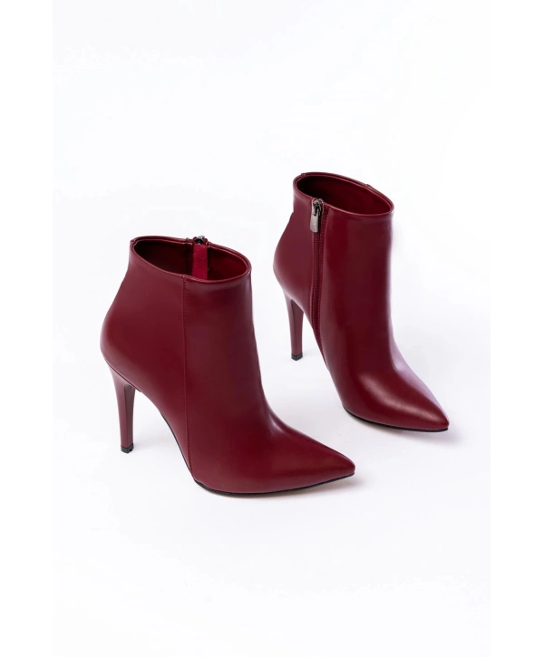 VRT-4802 Bordo Yüksek İnce Topuklu Fermuarlı Kadın Bot