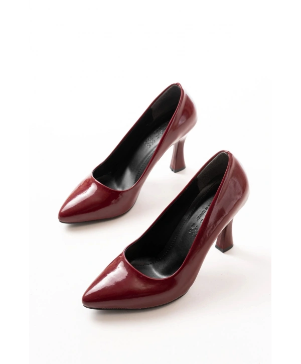 ST-001 Bordo Rugan Günlük 9 cm Topuklu Bayan Stiletto Ayakkabı