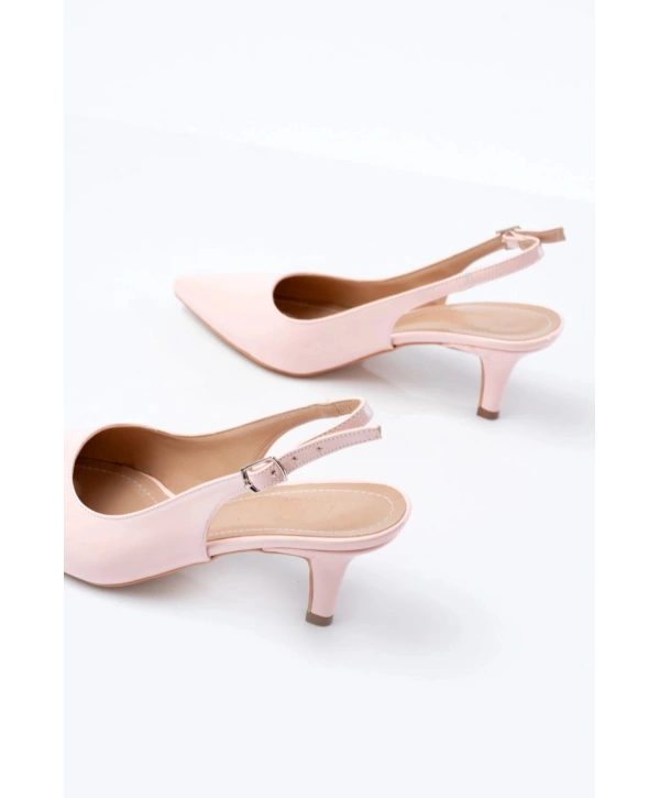 ST-1152 Pembe Rugan Günlük 7 cm Topuklu Kadın Ayakkabı