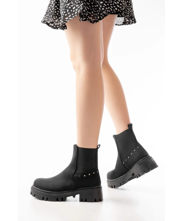 868-2005 Siyah Zümrüt Lastikli Günlük Kadın Bot