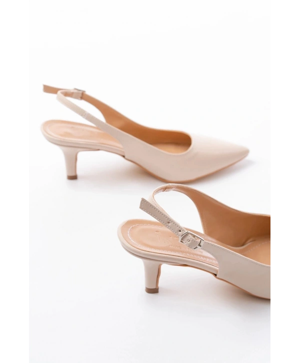 ST-1152 Bej Günlük 7 cm Topuklu Kadın Ayakkabı