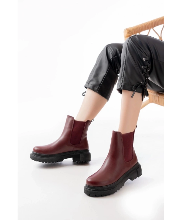 812-2137 Bordo Lastikli Günlük Kadın Bot