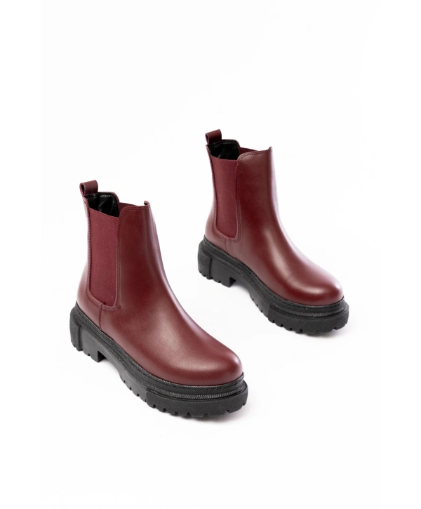 812-2137 Bordo Lastikli Günlük Kadın Bot